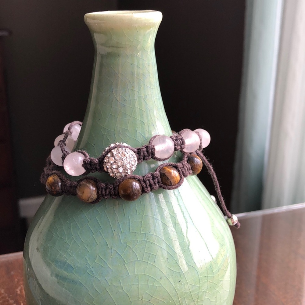 Pink Macrame & Bead Bracelet